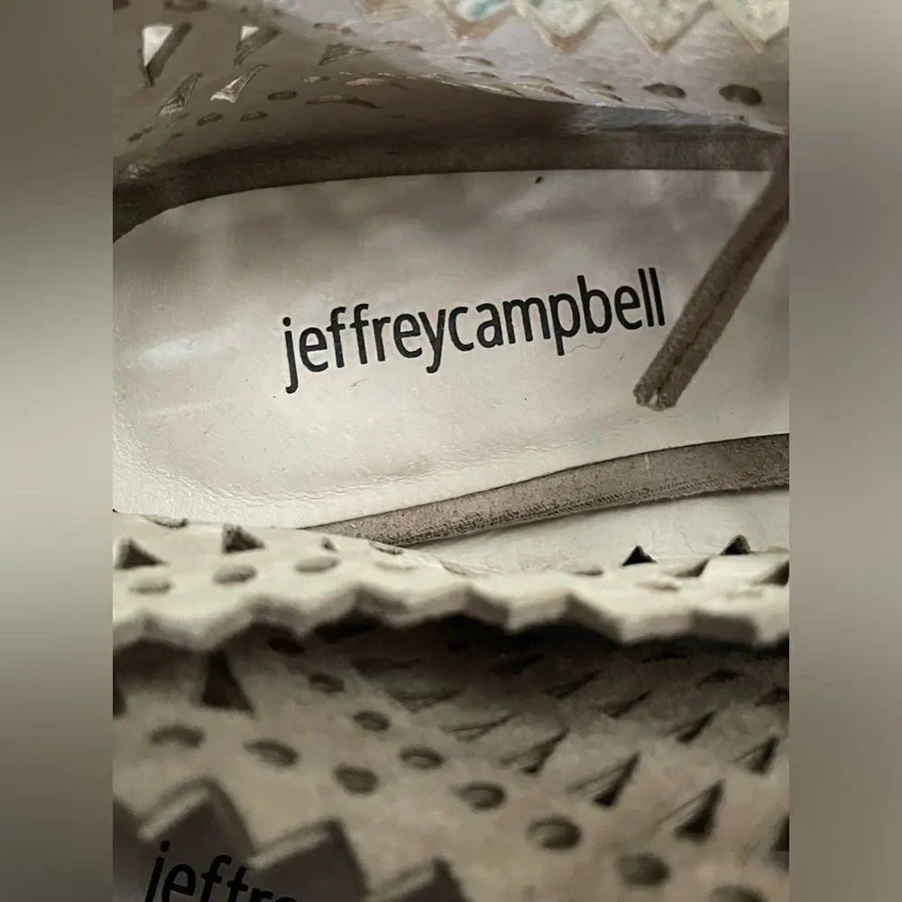 Jeffrey Campbell Espejo Wedge Shoes Laser Cut Lace Up Taupe Size 9 - Picture 7 of 10
